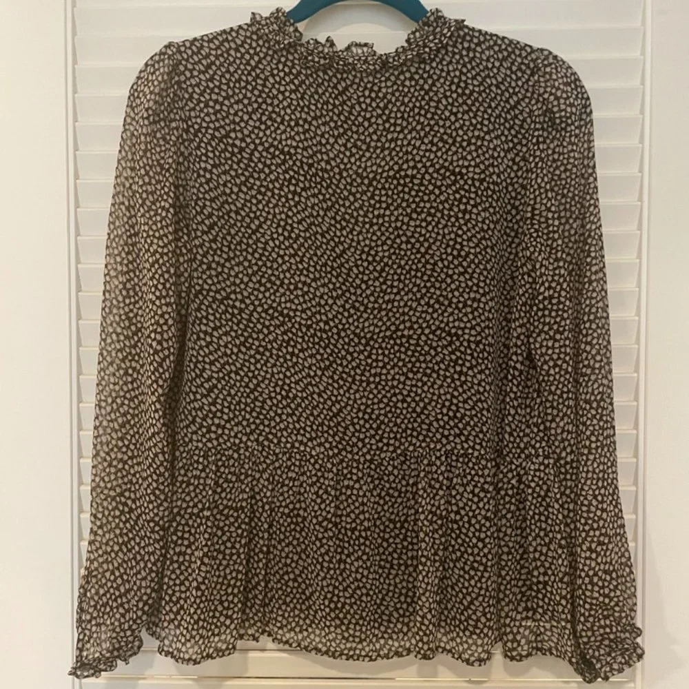 LOFT Floral Ruffle Tie Neck Blouse - Picture 4 of 4